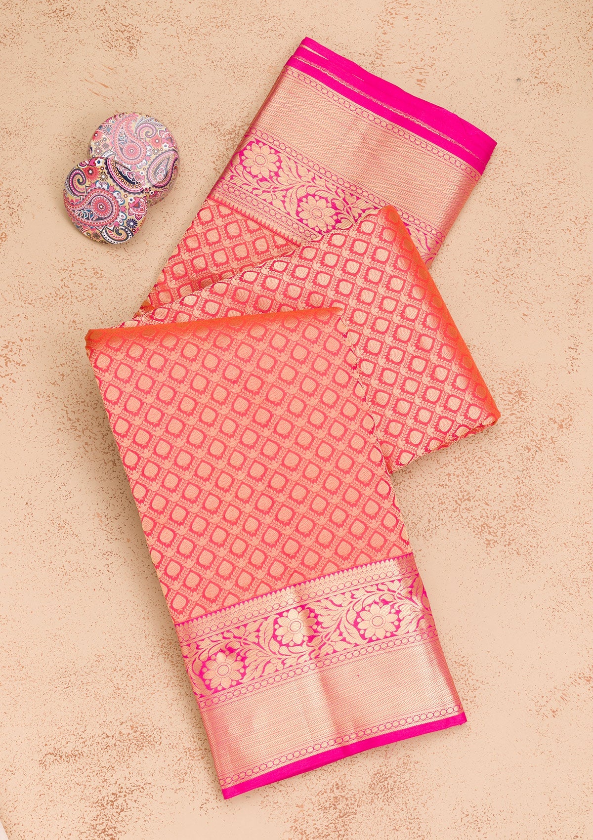 Orange Zariwork Pure Silk Saree-Koskii