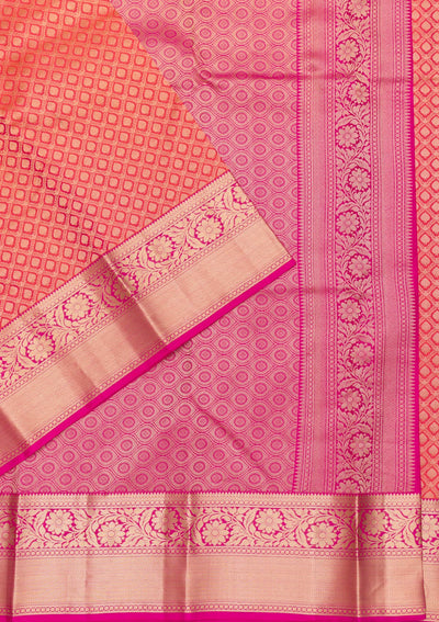Orange Zariwork Pure Silk Saree-Koskii