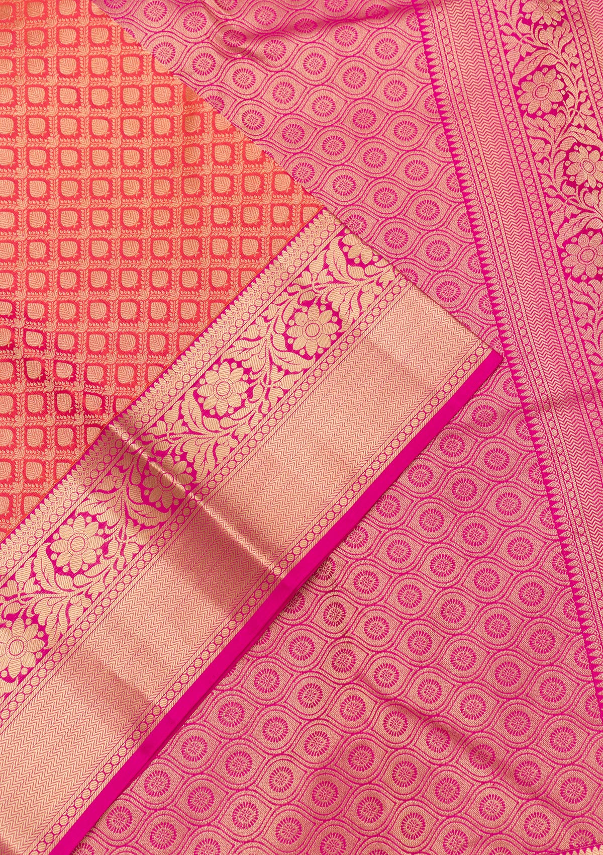 Orange Zariwork Pure Silk Saree-Koskii