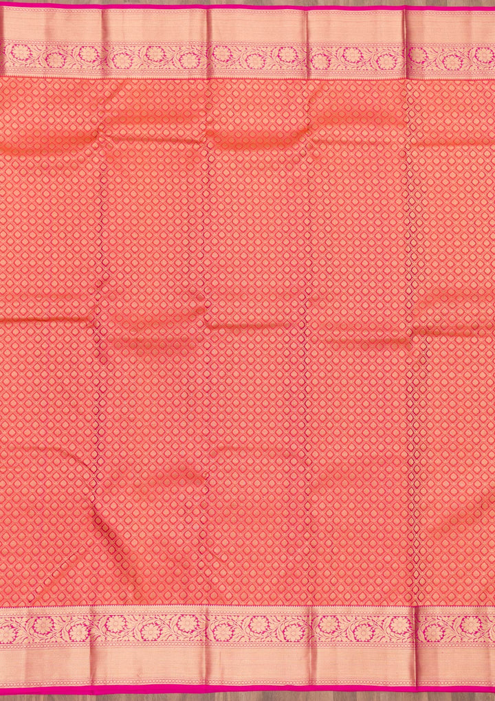 Orange Zariwork Pure Silk Saree-Koskii