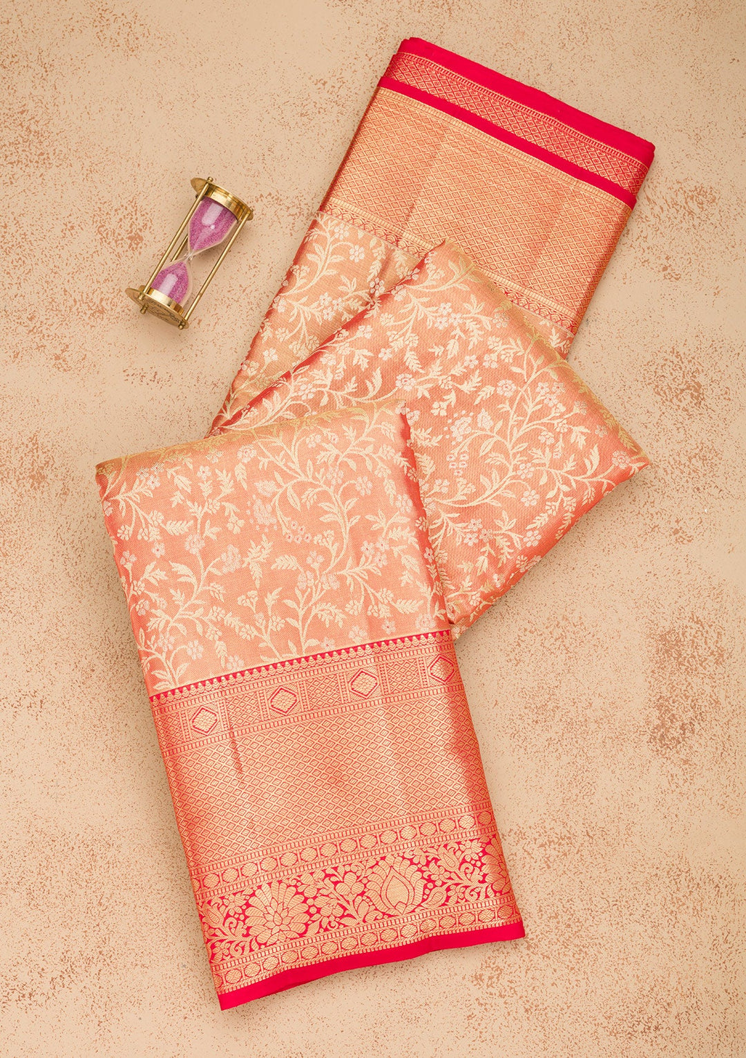 Orange Zariwork Pure Silk Saree-Koskii