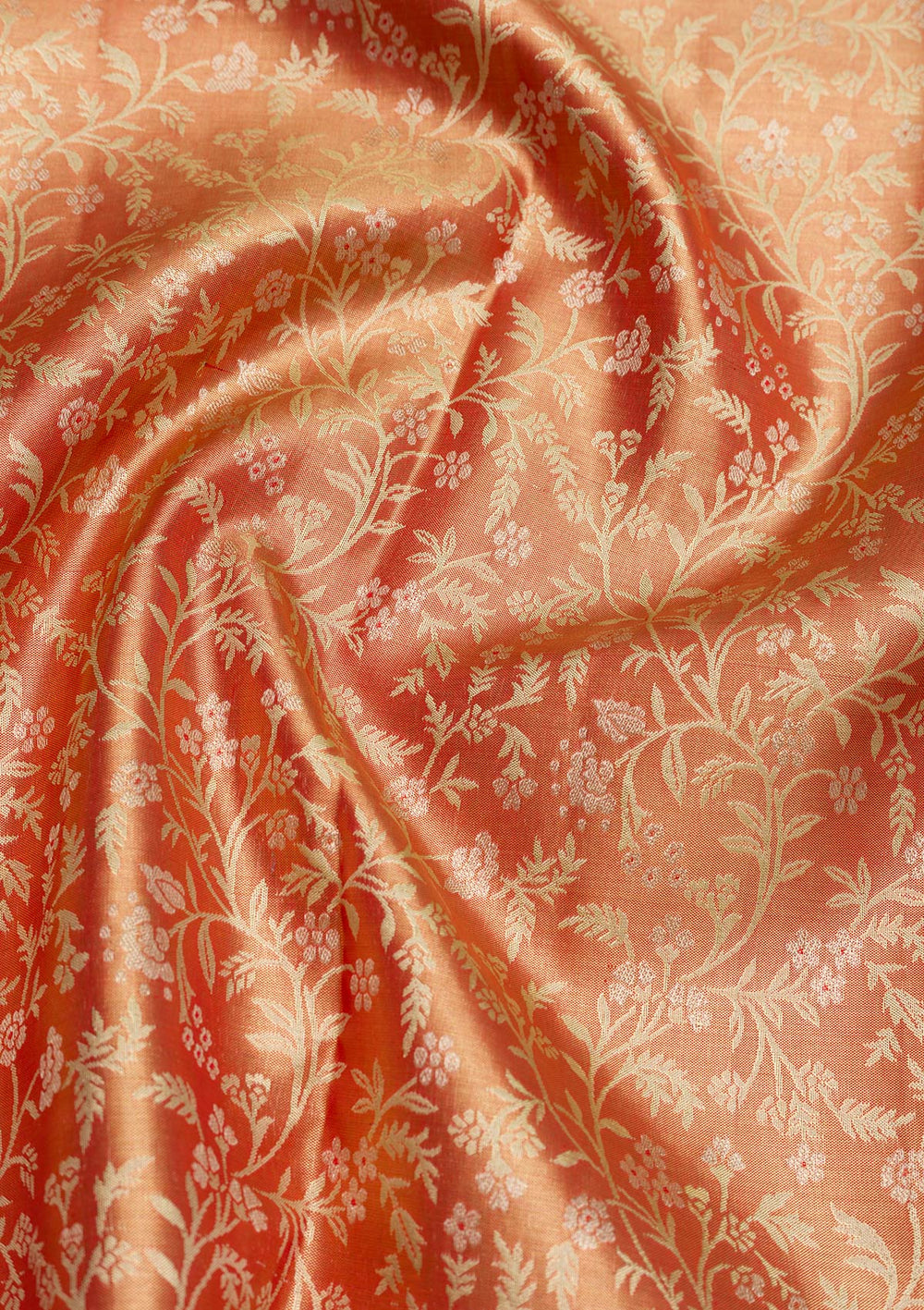 Orange Zariwork Pure Silk Saree-Koskii