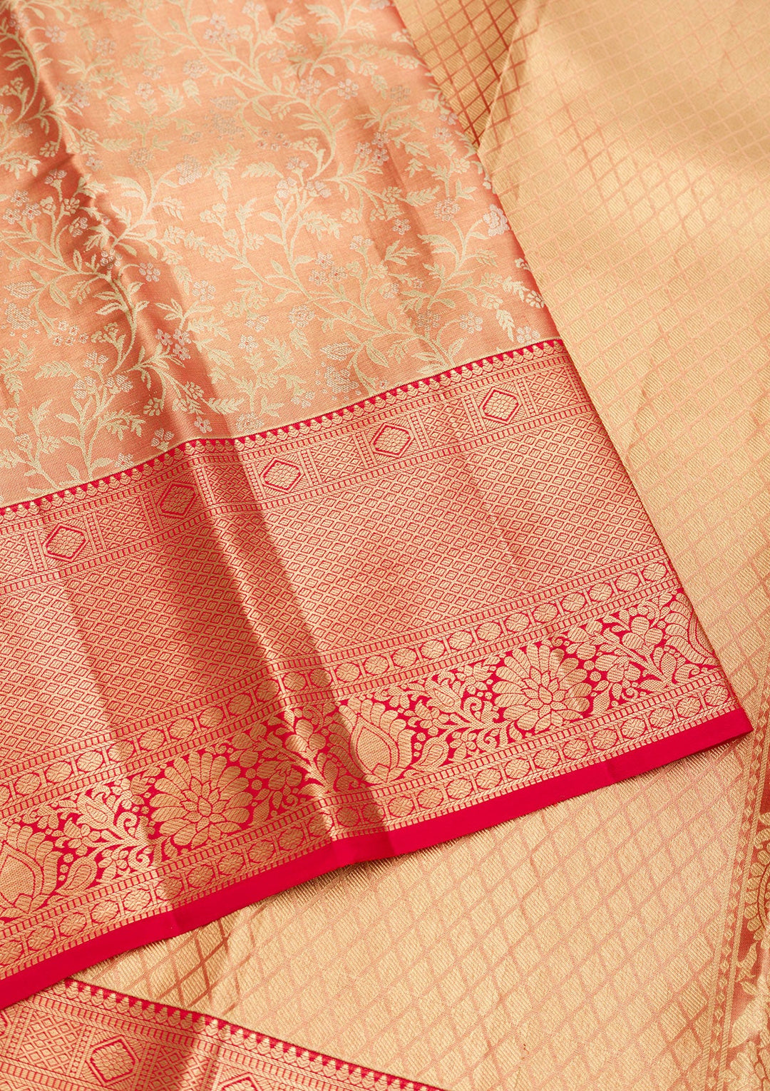 Orange Zariwork Pure Silk Saree-Koskii
