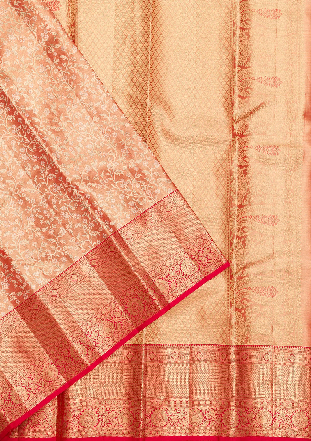 Orange Zariwork Pure Silk Saree-Koskii