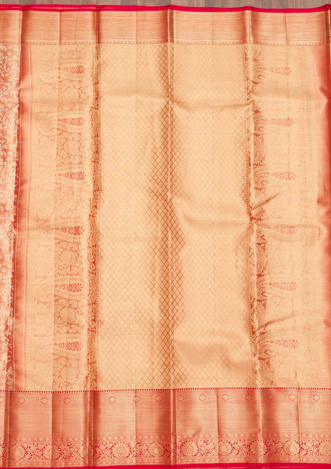 Orange Zariwork Pure Silk Saree-Koskii