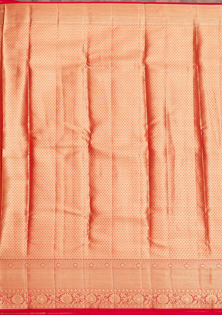 Orange Zariwork Pure Silk Saree-Koskii
