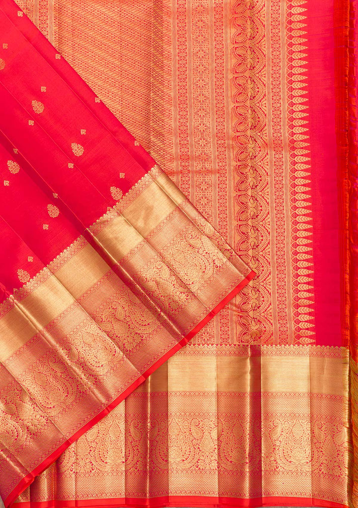 Orange Zariwork Pure Silk Saree-Koskii