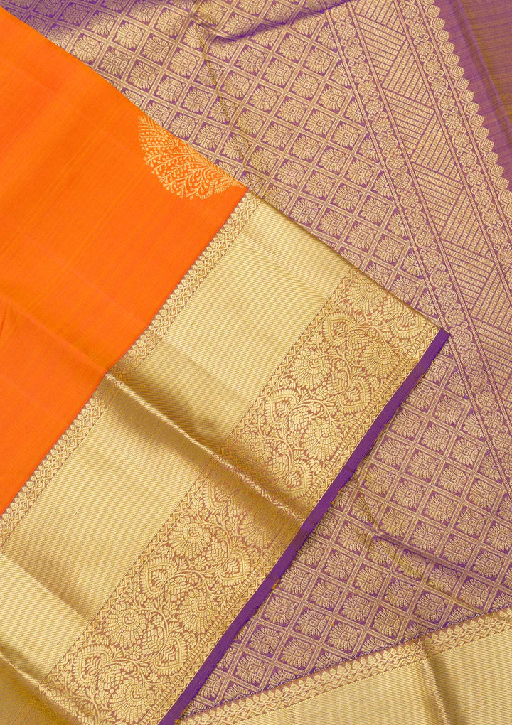 Orange Zariwork Pure Silk Saree-Koskii