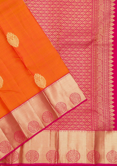 Orange Zariwork Pure Silk Saree-Koskii