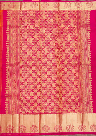 Orange Zariwork Pure Silk Saree-Koskii