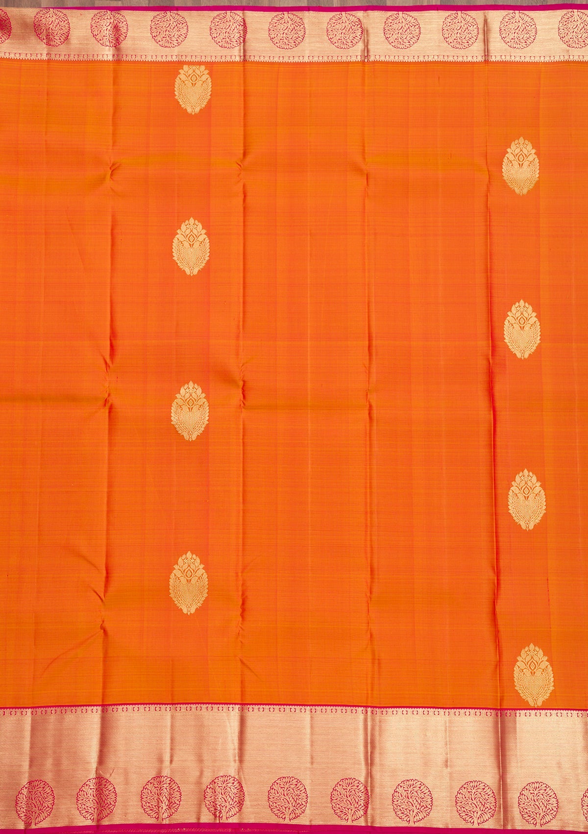 Orange Zariwork Pure Silk Saree-Koskii