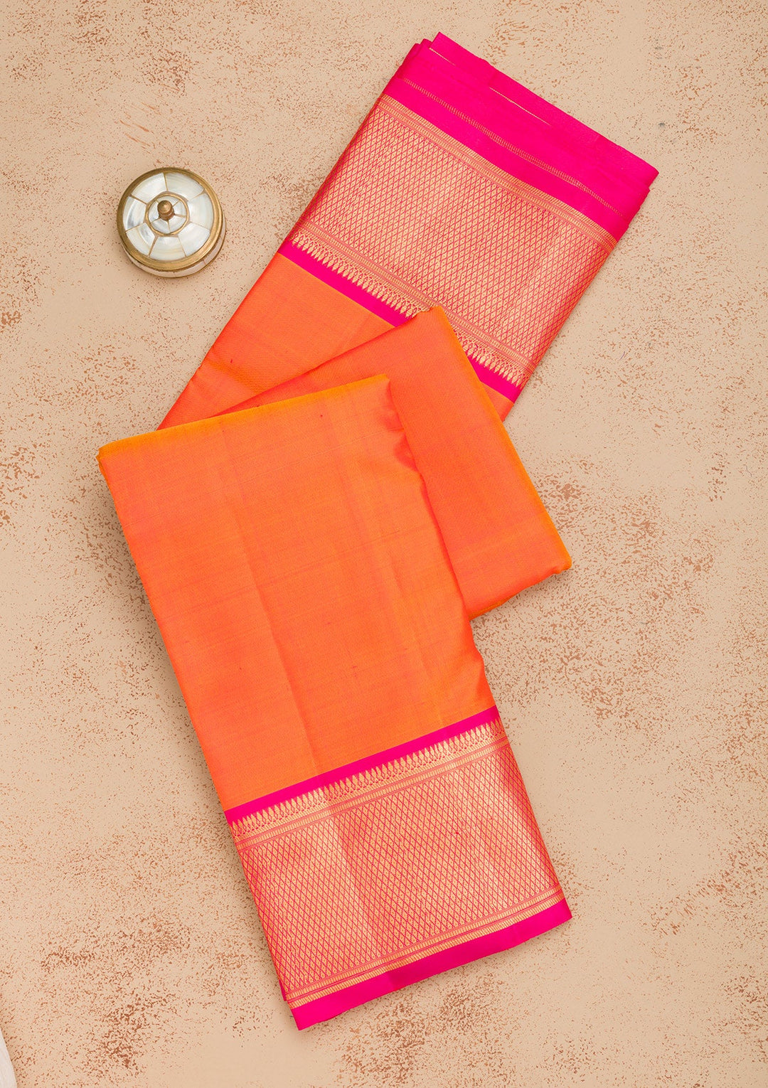 Orange Zariwork Pure Silk Saree-Koskii