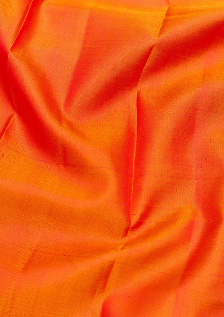 Orange Zariwork Pure Silk Saree-Koskii