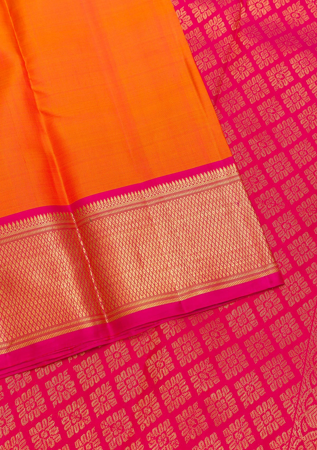 Orange Zariwork Pure Silk Saree-Koskii