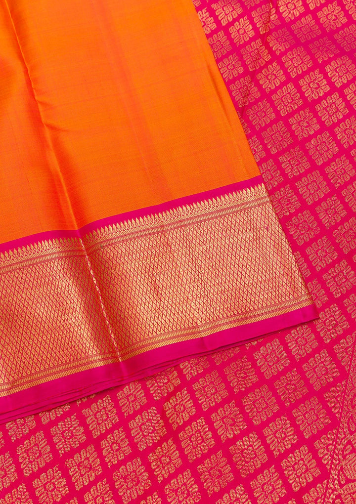Orange Zariwork Pure Silk Saree-Koskii