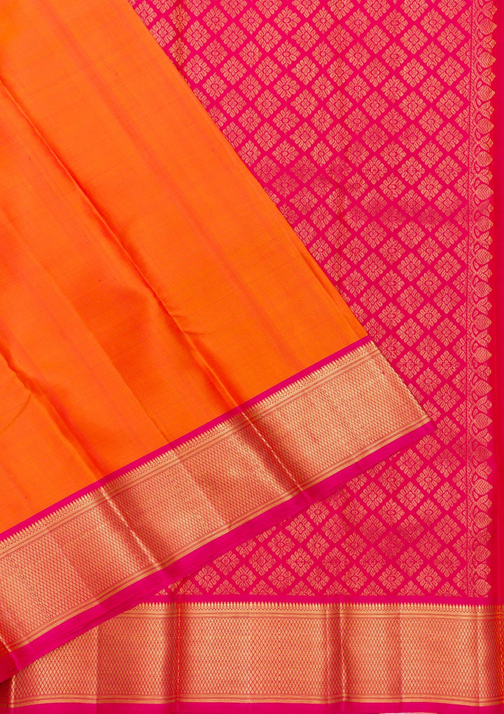 Orange Zariwork Pure Silk Saree-Koskii