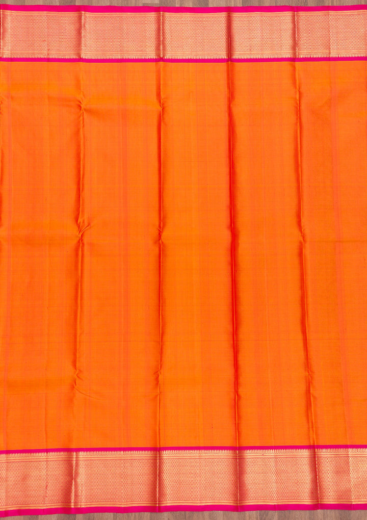 Orange Zariwork Pure Silk Saree-Koskii