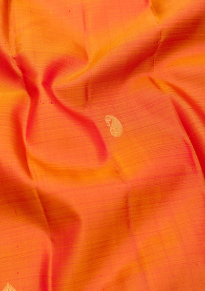 Orange Zariwork Pure Silk Saree-Koskii