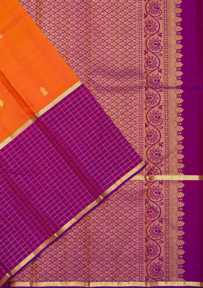 Orange Zariwork Pure Silk Saree-Koskii