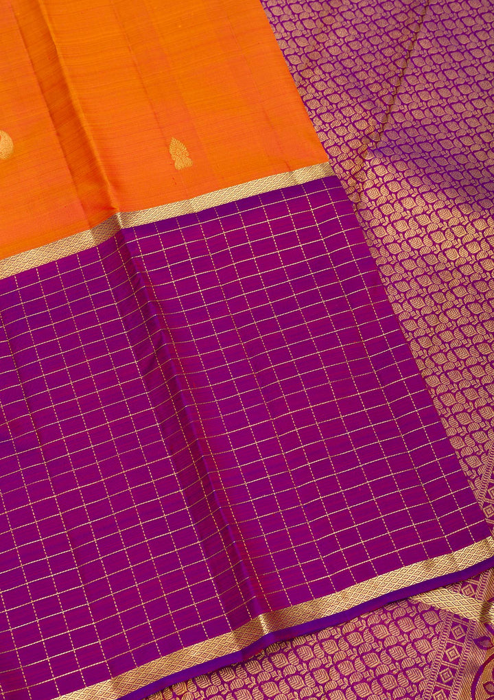 Orange Zariwork Pure Silk Saree-Koskii