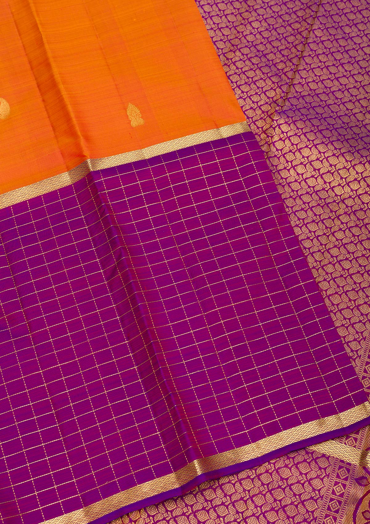 Orange Zariwork Pure Silk Saree-Koskii