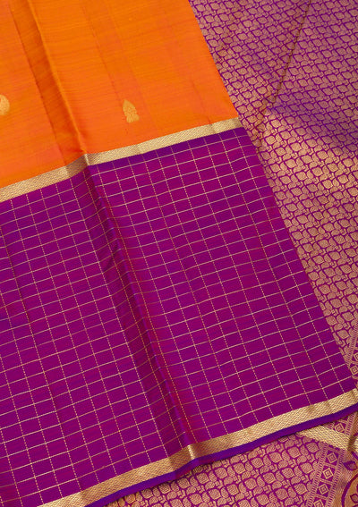 Orange Zariwork Pure Silk Saree-Koskii