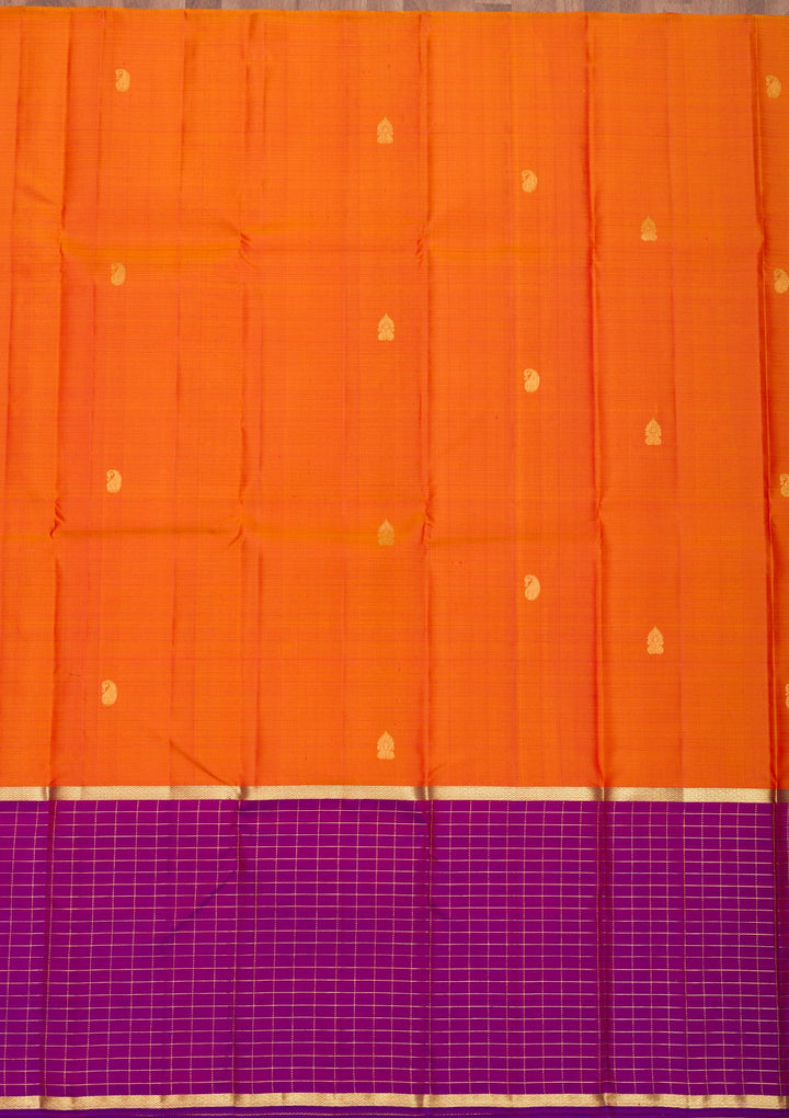 Orange Zariwork Pure Silk Saree-Koskii