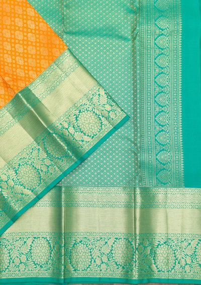 Orange Zariwork Pure Silk Saree-Koskii
