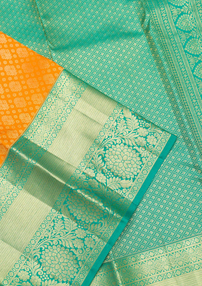 Orange Zariwork Pure Silk Saree-Koskii