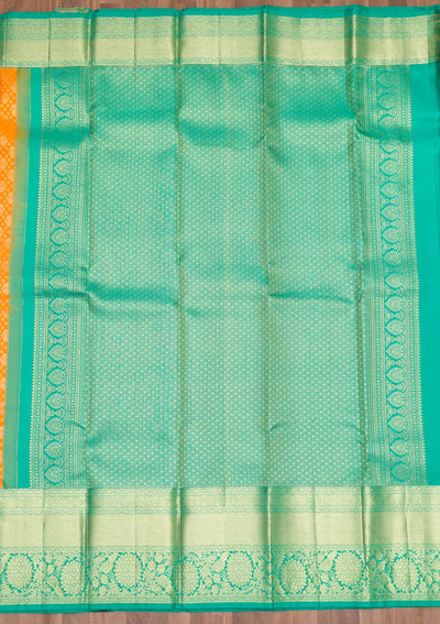 Orange Zariwork Pure Silk Saree-Koskii