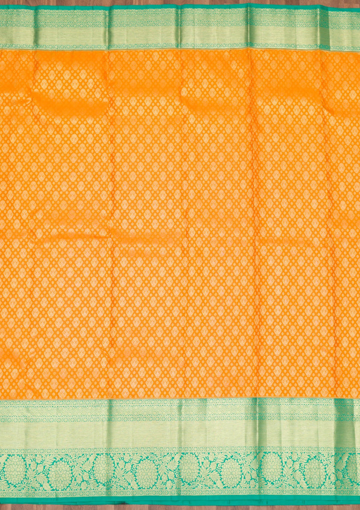 Orange Zariwork Pure Silk Saree-Koskii