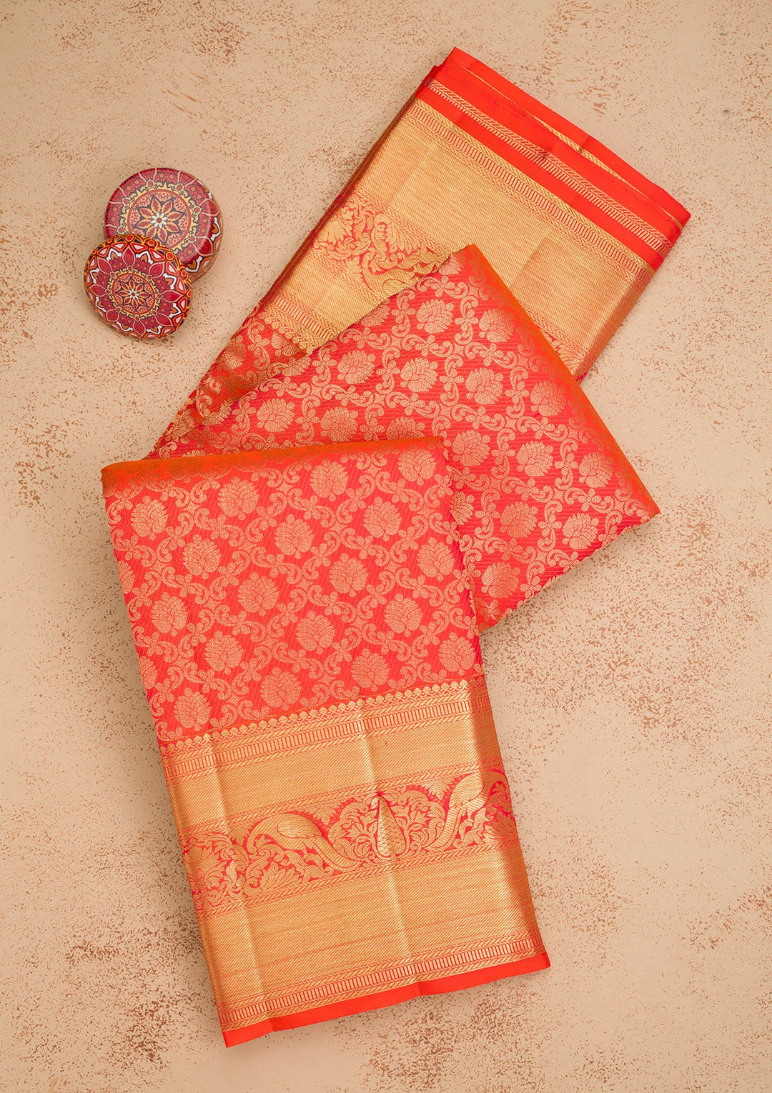 Orange Zariwork Pure Silk Saree-Koskii