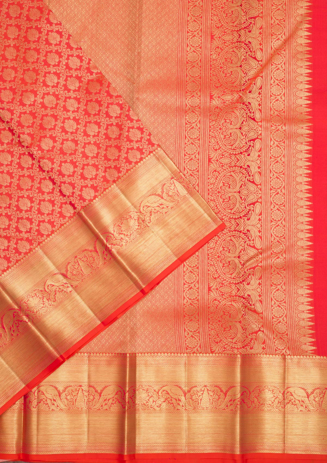 Orange Zariwork Pure Silk Saree-Koskii