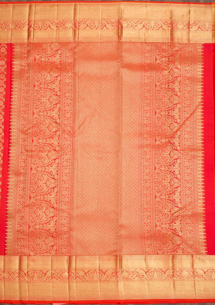 Orange Zariwork Pure Silk Saree-Koskii