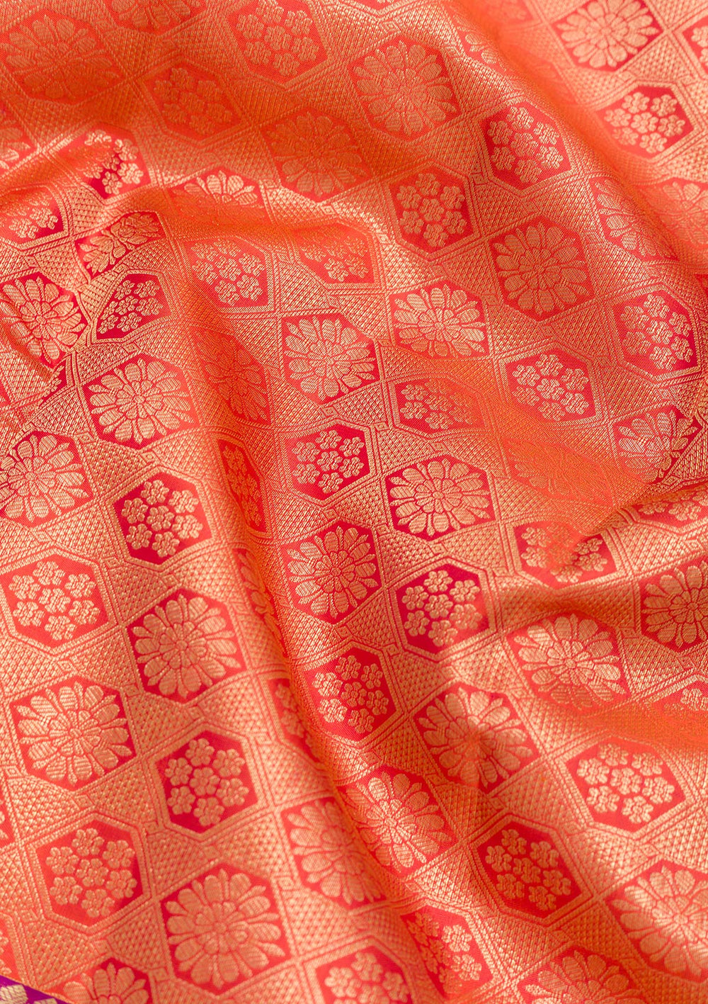 Orange Zariwork Pure Silk Saree-Koskii