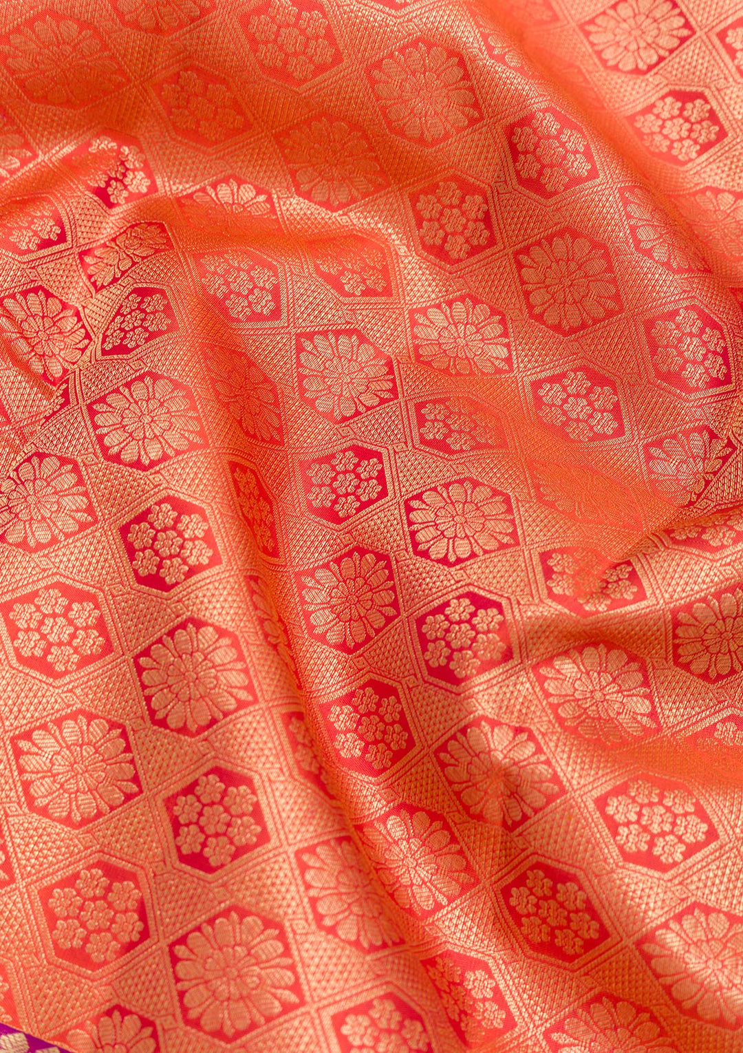 Orange Zariwork Pure Silk Saree-Koskii