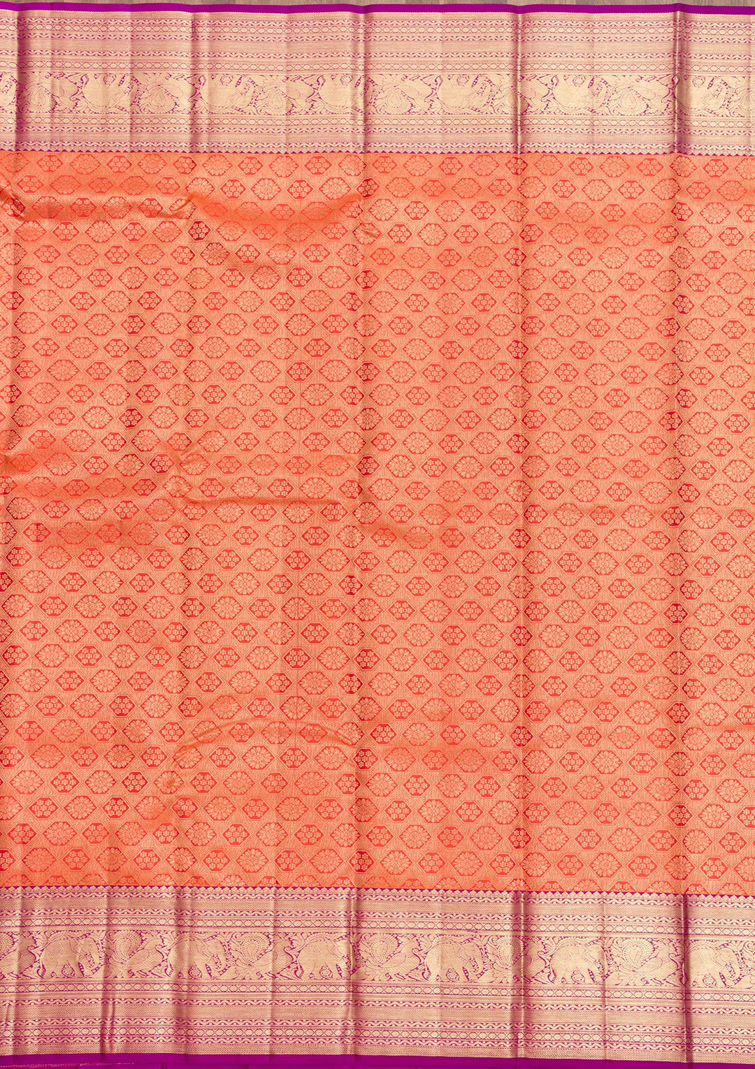 Orange Zariwork Pure Silk Saree-Koskii