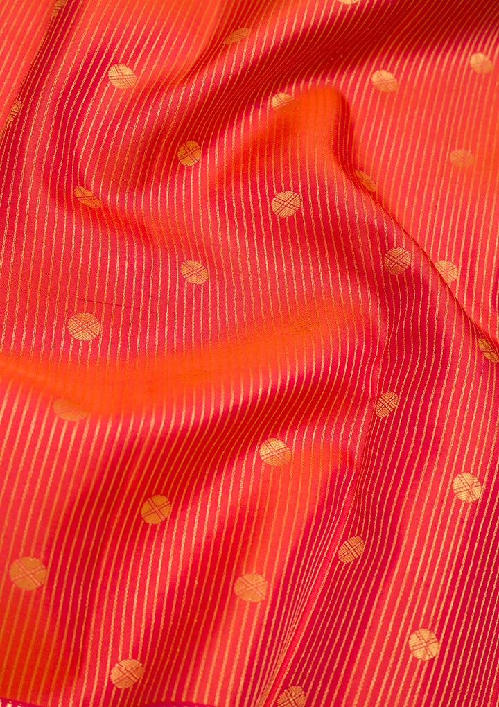 Orange Zariwork Pure Silk Saree-Koskii