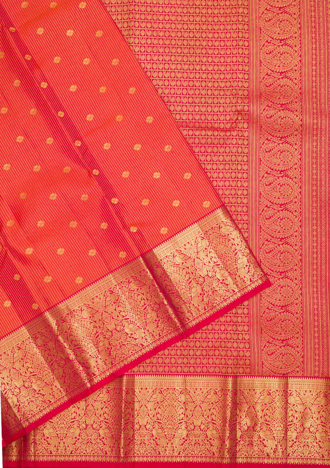 Orange Zariwork Pure Silk Saree-Koskii