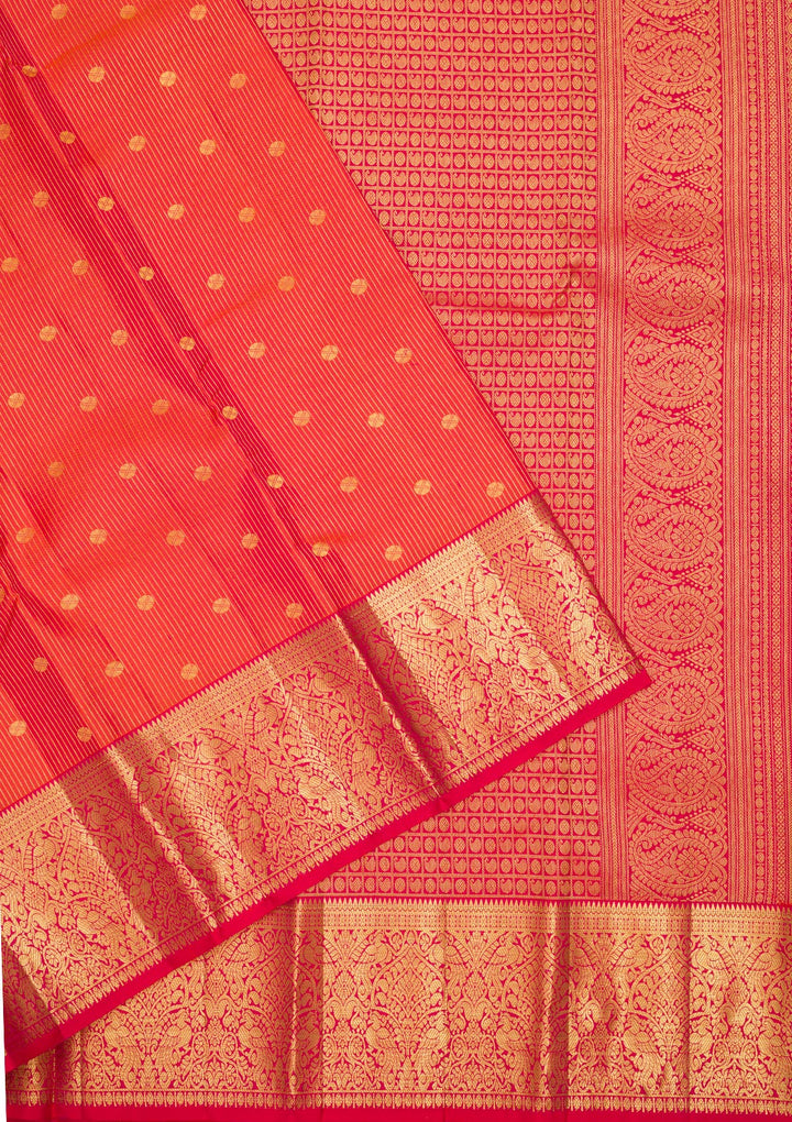 Orange Zariwork Pure Silk Saree-Koskii