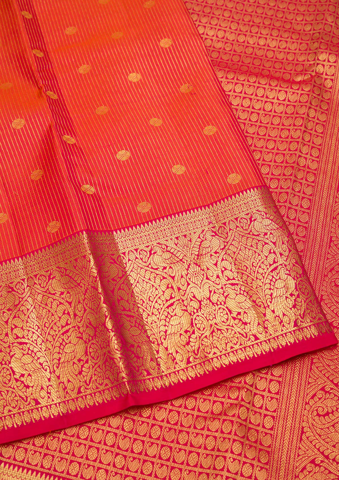 Orange Zariwork Pure Silk Saree-Koskii