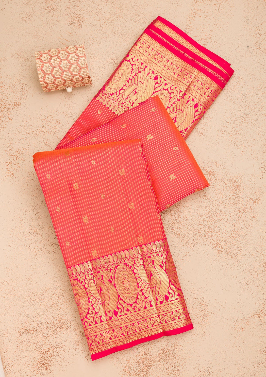 Orange Zariwork Pure Silk Saree-Koskii