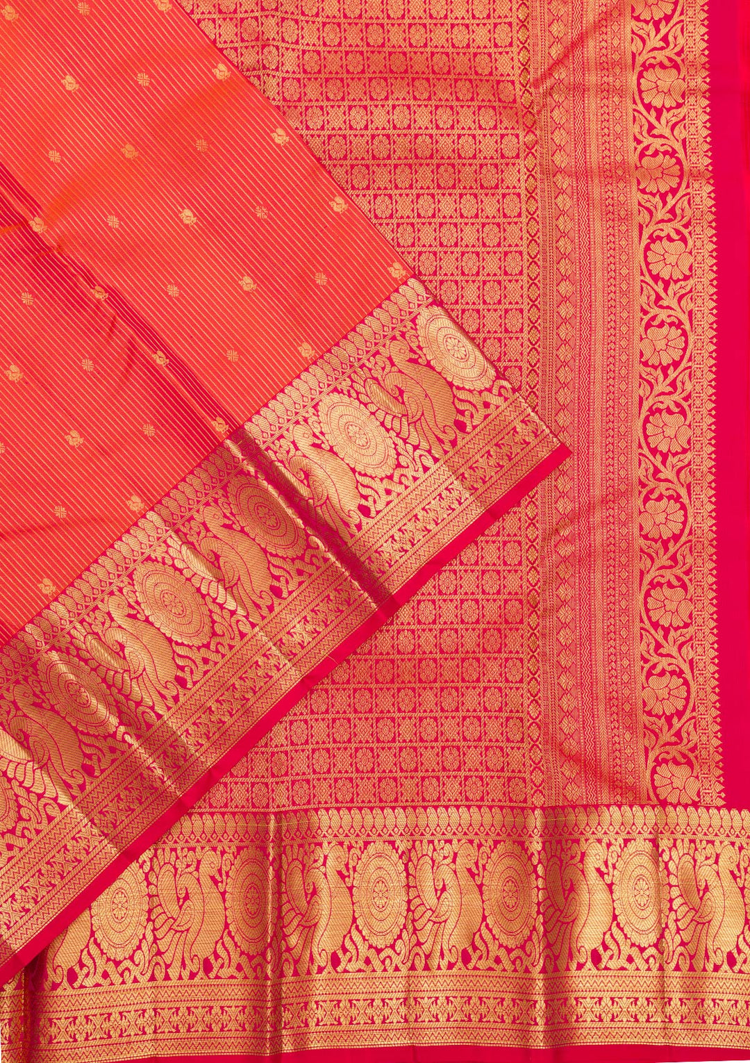 Orange Zariwork Pure Silk Saree-Koskii
