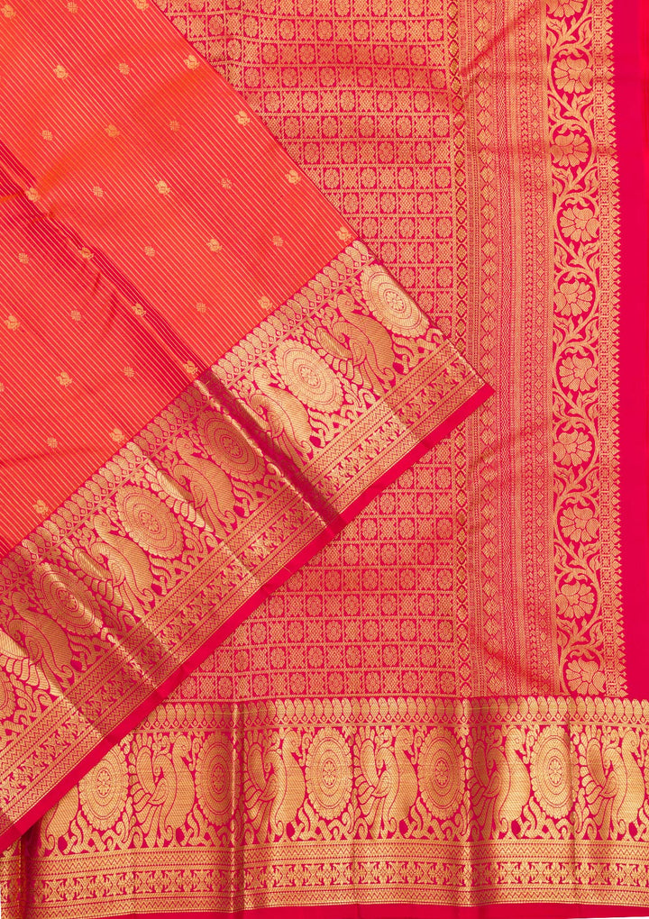 Orange Zariwork Pure Silk Saree-Koskii