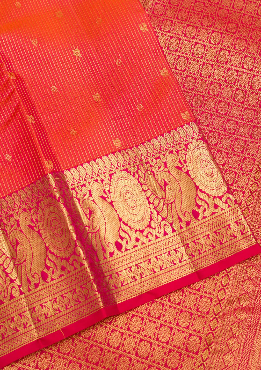 Orange Zariwork Pure Silk Saree-Koskii
