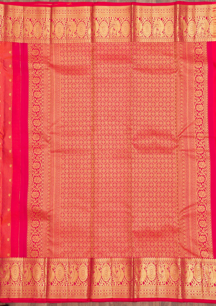 Orange Zariwork Pure Silk Saree-Koskii
