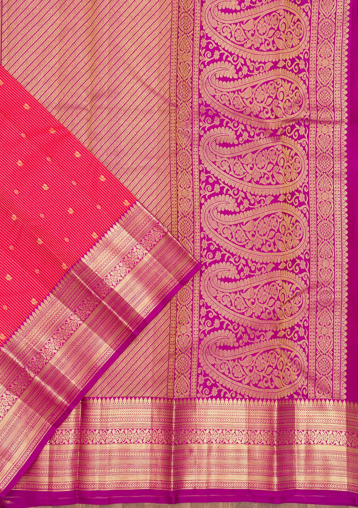 Orange Zariwork Pure Silk Saree-Koskii