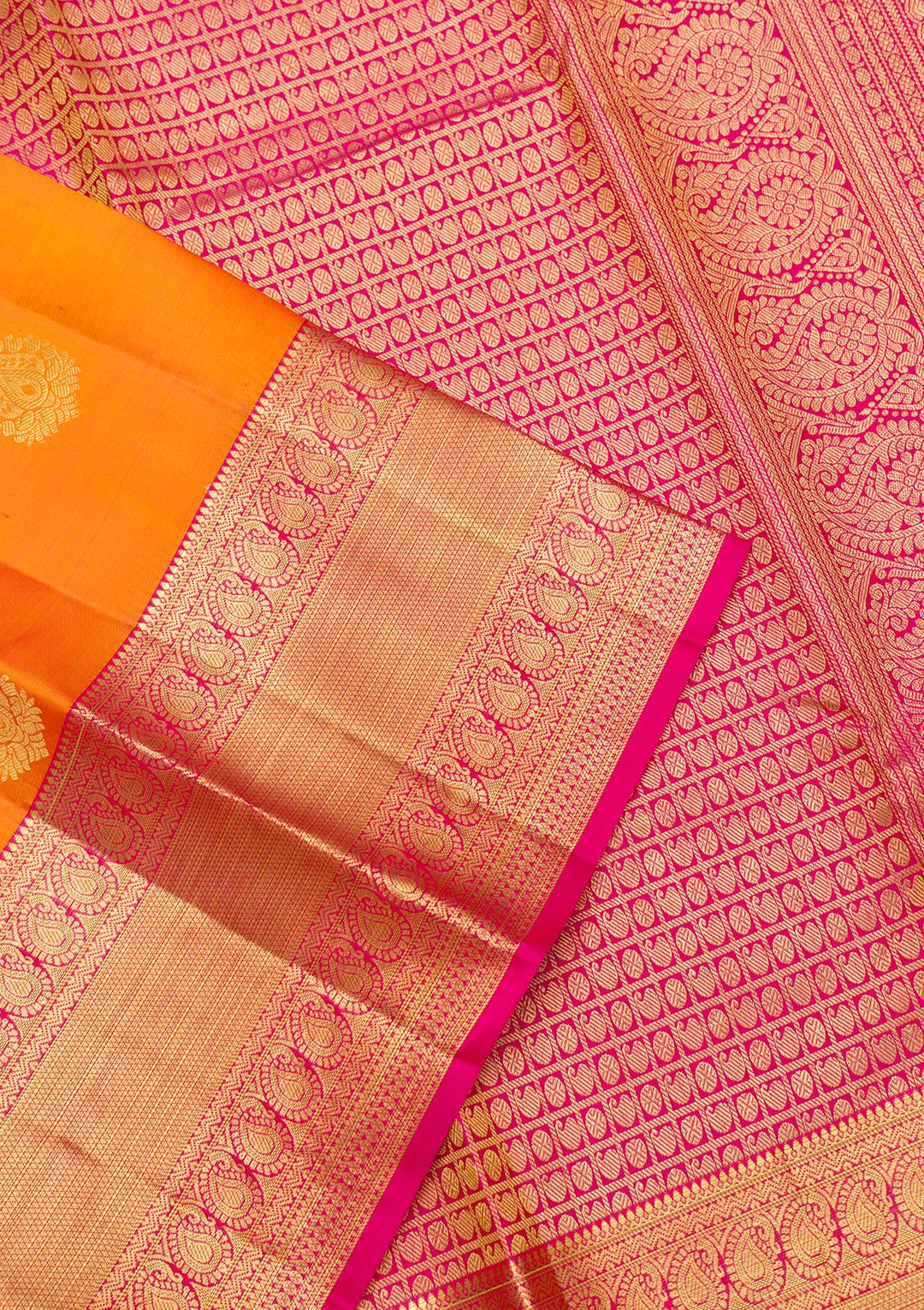 Orange Zariwork Pure Silk Saree-Koskii
