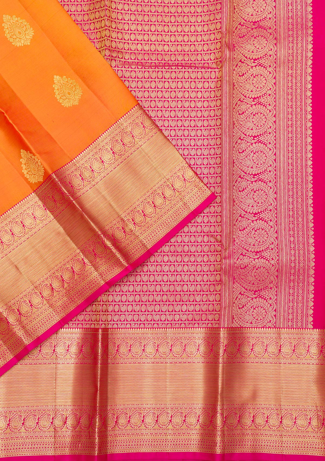 Orange Zariwork Pure Silk Saree-Koskii