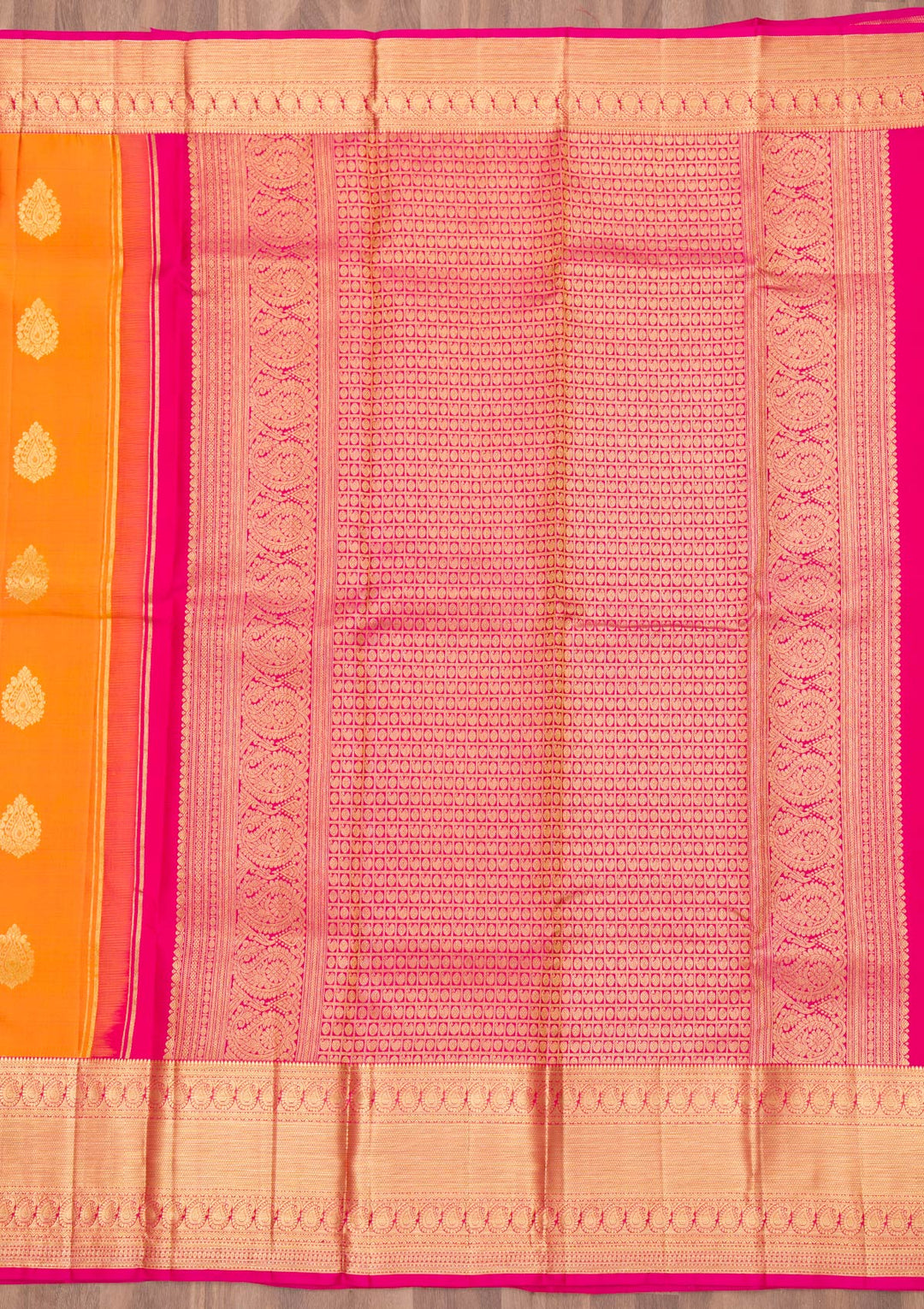 Orange Zariwork Pure Silk Saree-Koskii